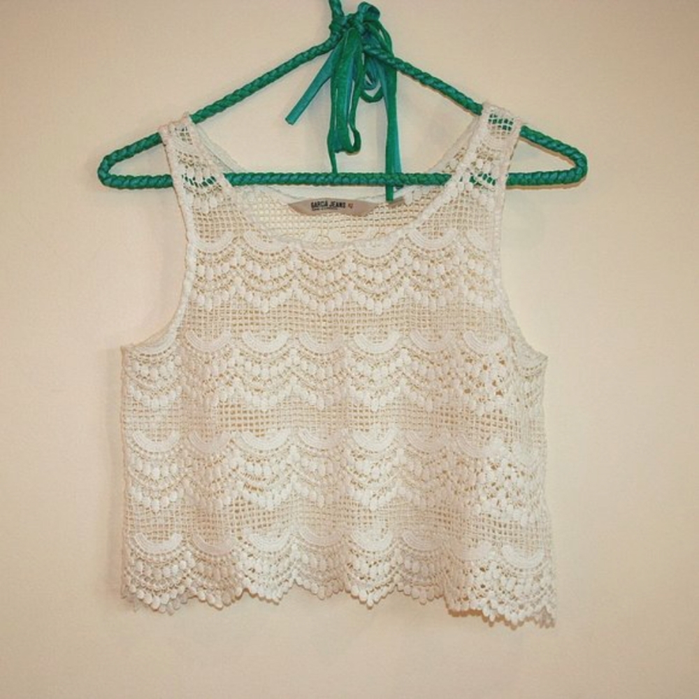 Womens Garcia Jeans Cropped Crocheted Knit Tank Top Size 12